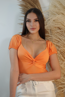 Blusa Manga Corta Nudo En El Centro