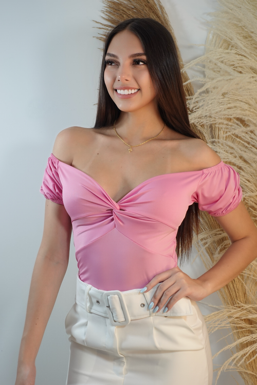 Blusa Manga Corta Nudo En El Centro