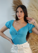 Blusa Manga Corta Nudo En El Centro