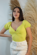 Blusa Manga Corta Nudo En El Centro