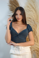 Blusa Manga Corta Nudo En El Centro