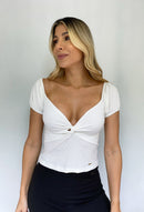 Blusa Manga Corta Nudo En El Centro