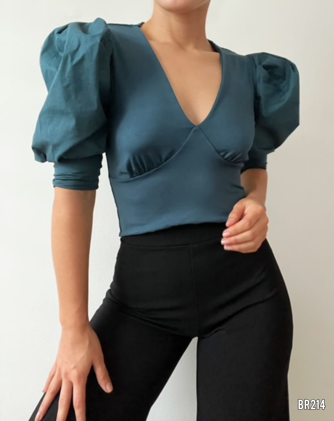 Blusa Manga Corta Popelina Cuello V