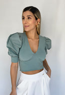 Blusa Manga Corta Popelina Cuello V