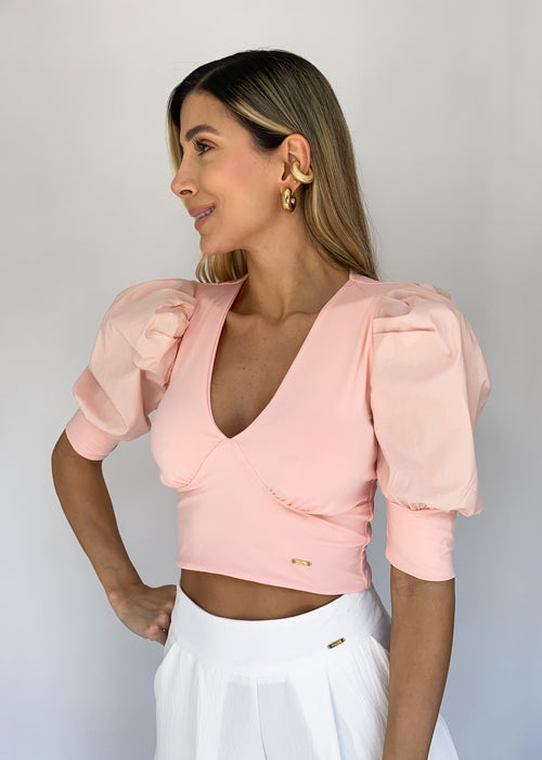Blusa Manga Corta Popelina Cuello V
