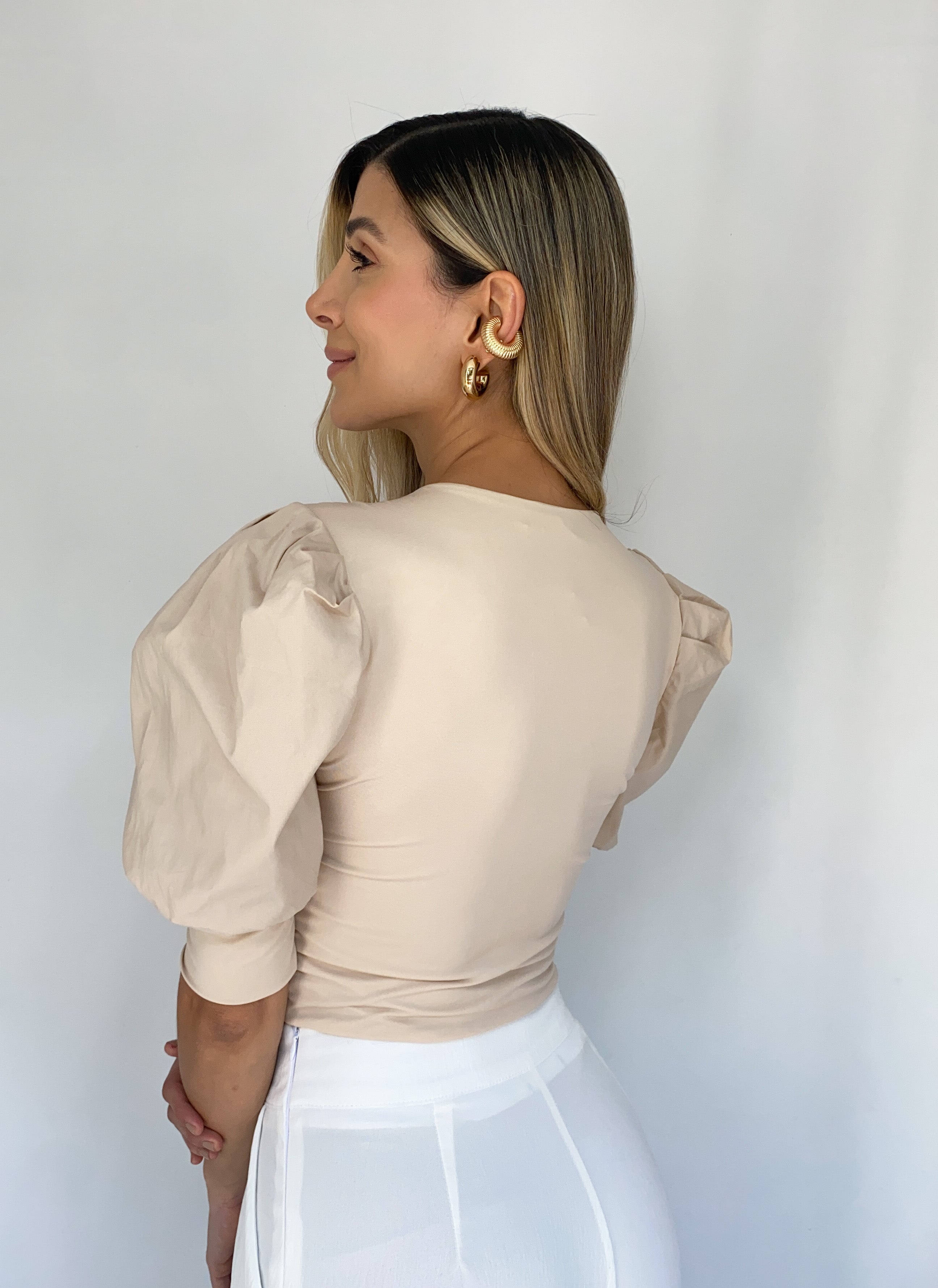 Blusa Manga Corta Popelina Cuello V