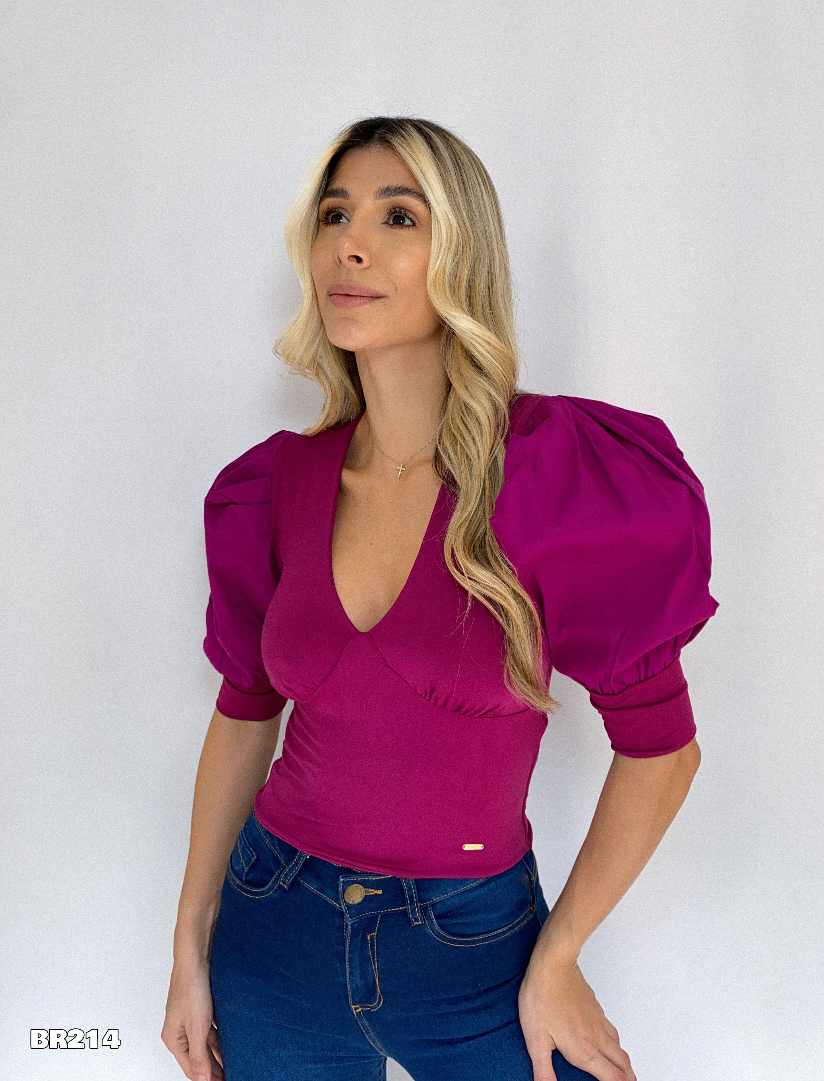 Blusa Manga Corta Popelina Cuello V