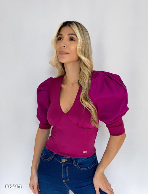 Blusa Manga Corta Popelina Cuello V