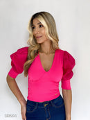 Blusa Manga Corta Popelina Cuello V