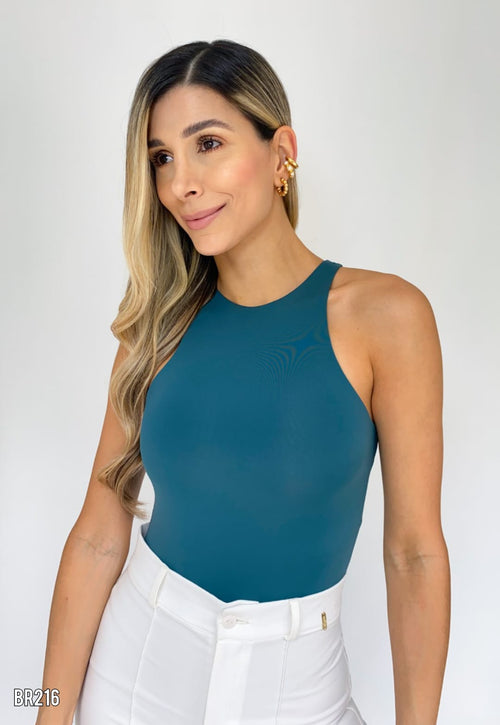 Body Cuello Alto Unicolor Manga Sisa