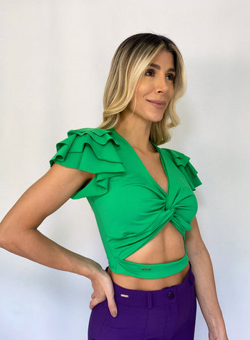 Blusa Manga Bolero Escote Nudo