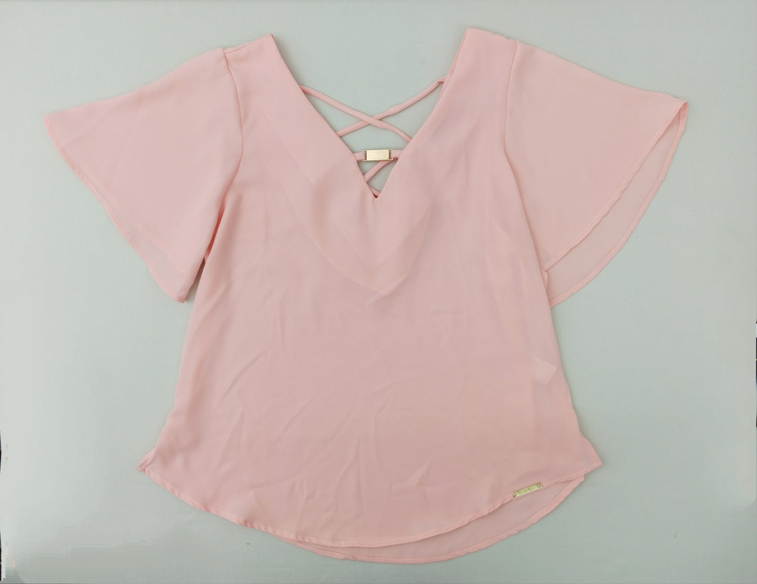 Blusa Manga Corta Transparente Hebilla