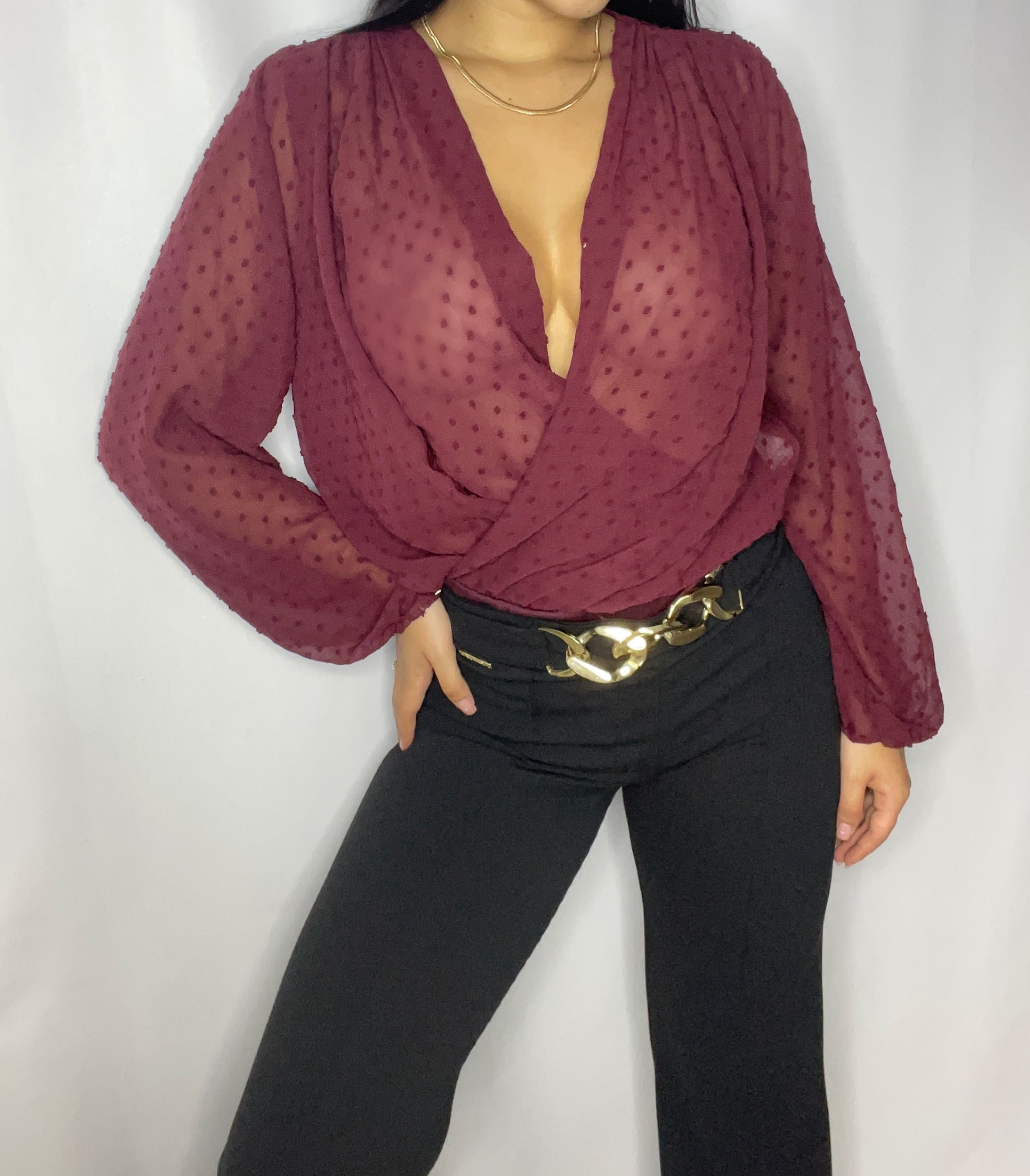 Body Cruzado Escote Manga Larga