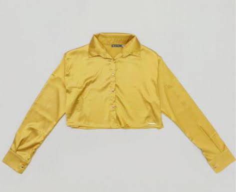 Blusa Corta Manga Larga Seda