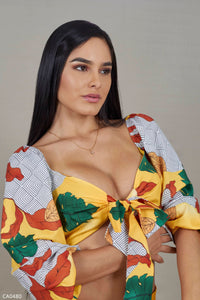 Blusa manga larga amarrar centro satín