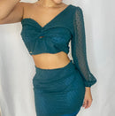 Conjunto Falda Corta Blusa Asimetrica
