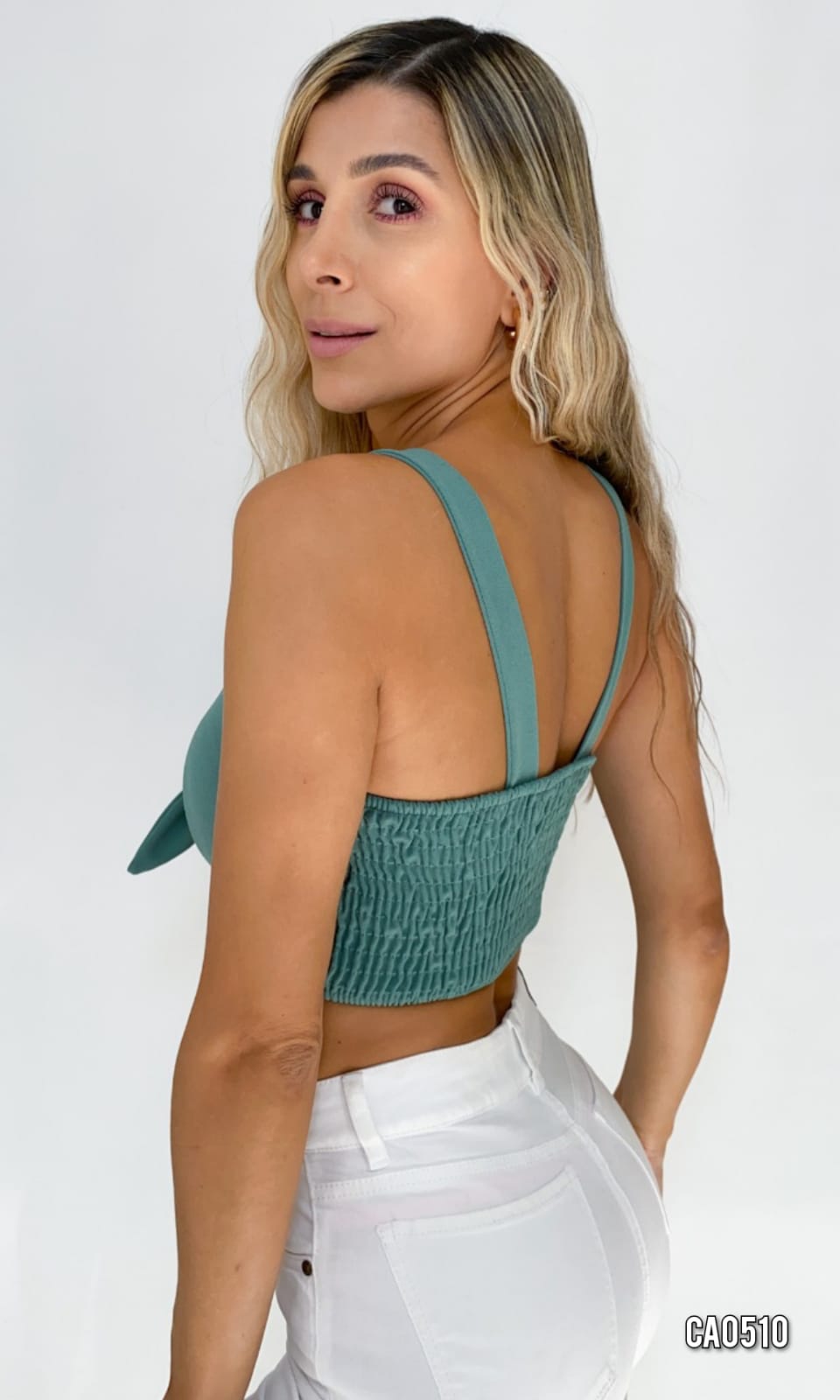 Crop Top Tira Resortada Espalda