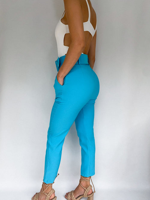Pantalon Cinturon Con Bolsillos