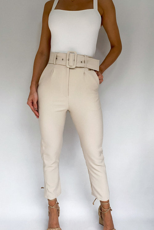 Pantalon Cinturon Con Bolsillos