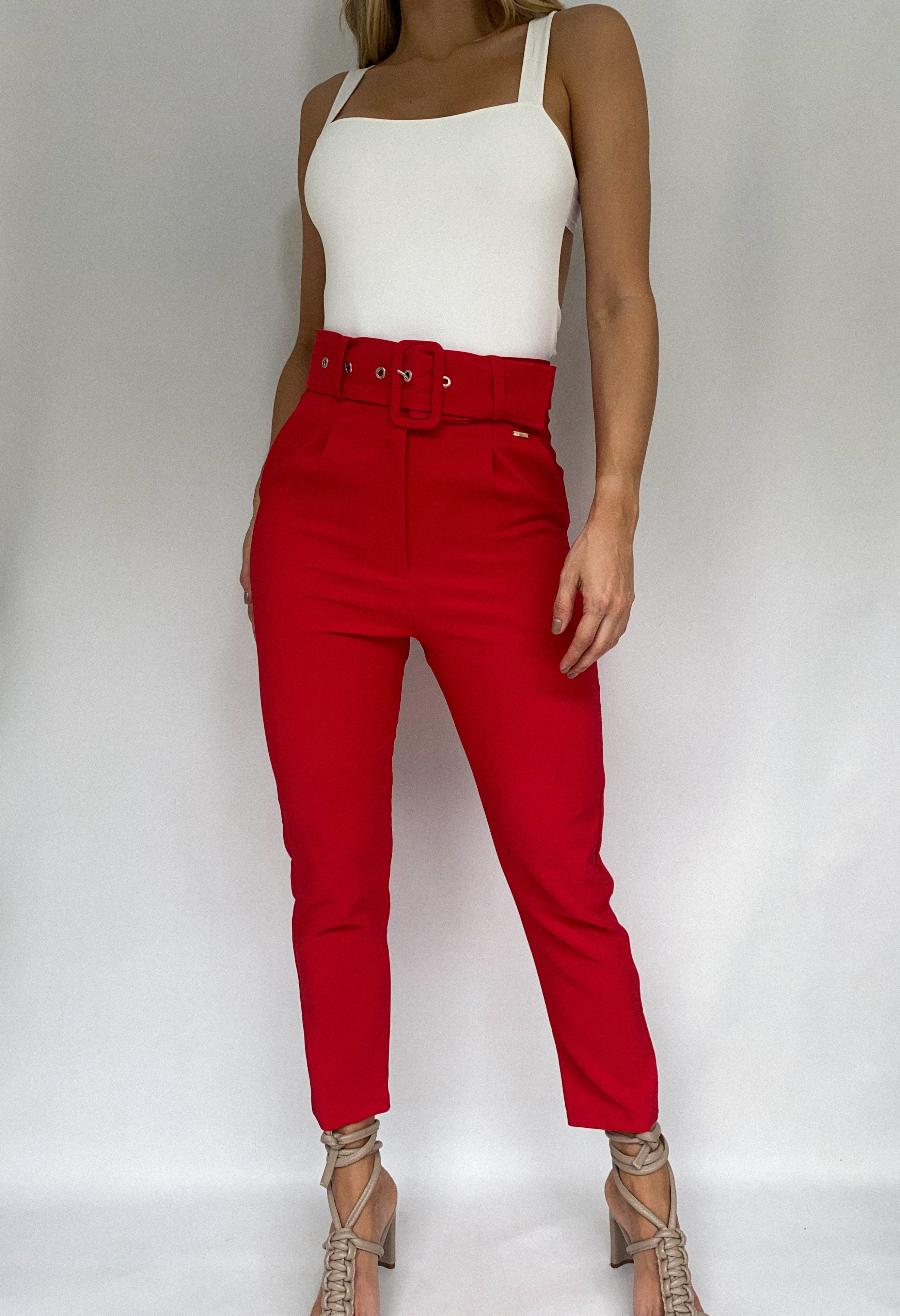Pantalon Cinturon Con Bolsillos
