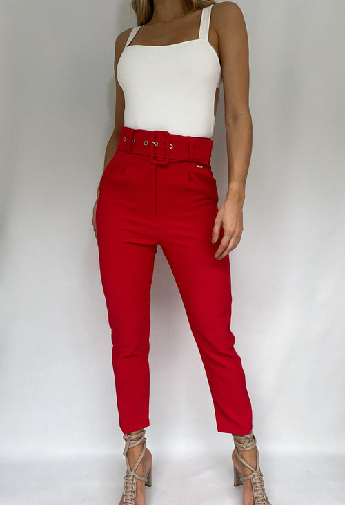 Pantalon Cinturon Con Bolsillos