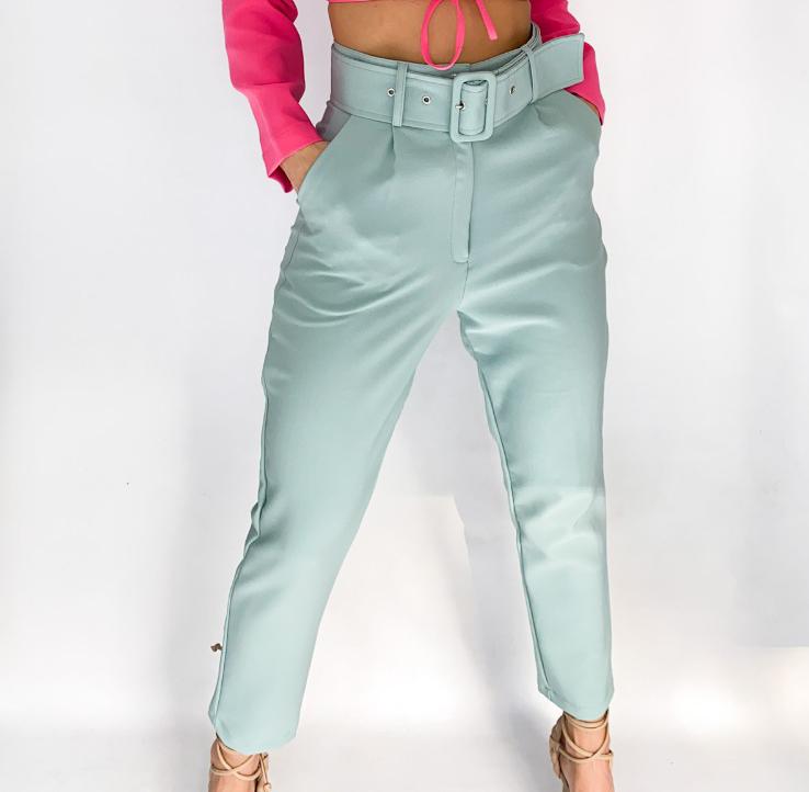 Pantalon Cinturon Con Bolsillos