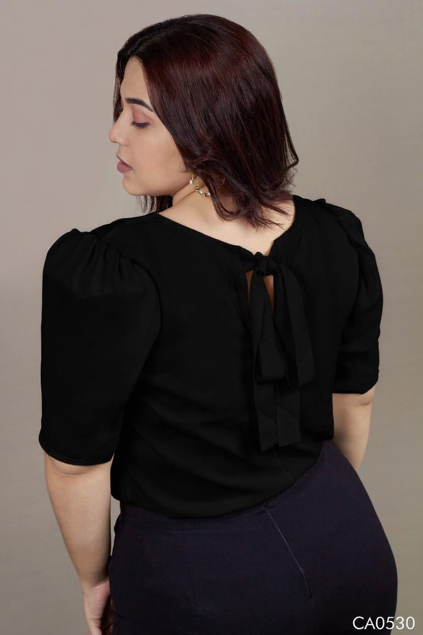 Blusa Manga Corta  Amarrar Atras