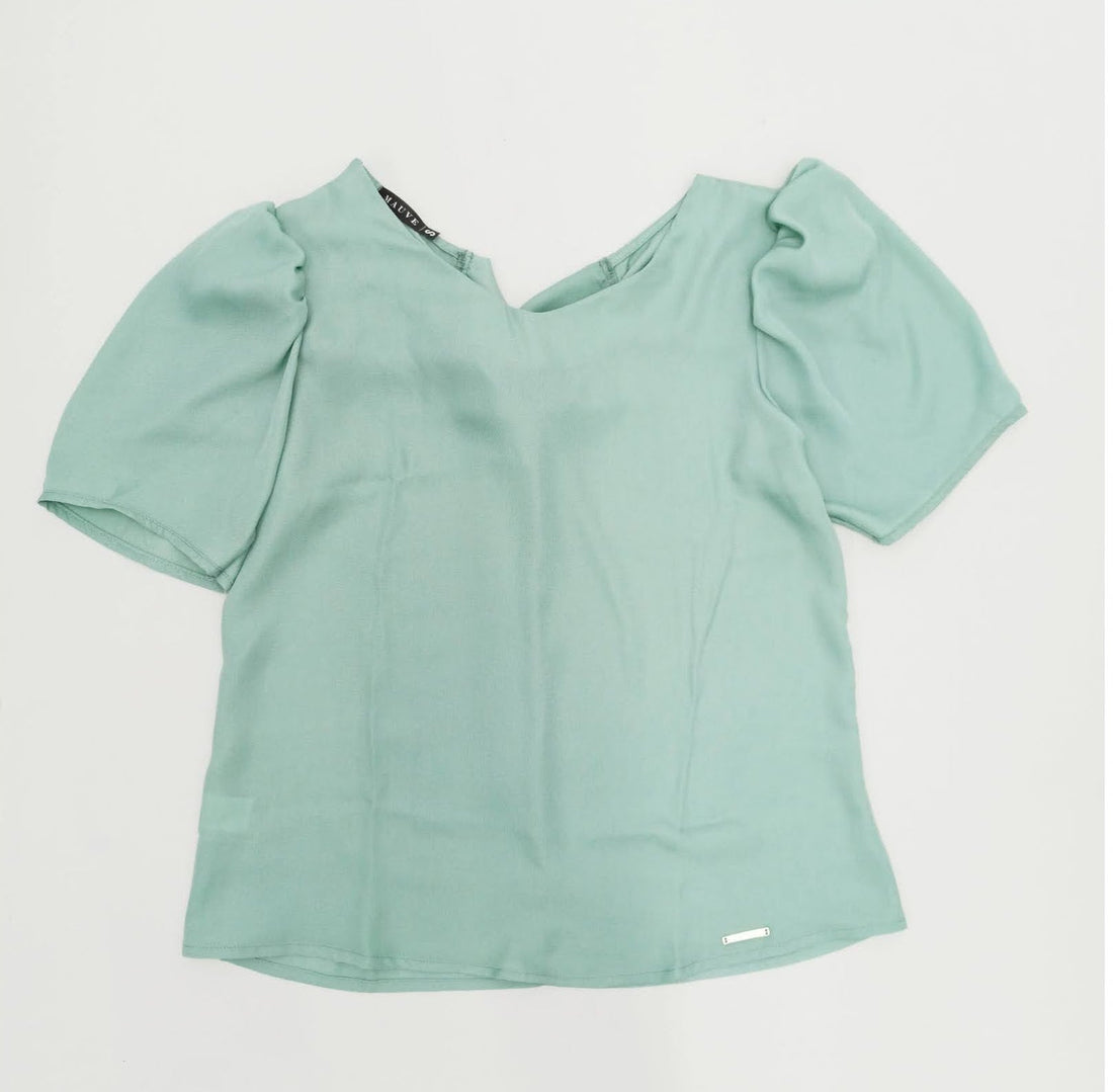 Blusa Manga Corta Amarrar Atras