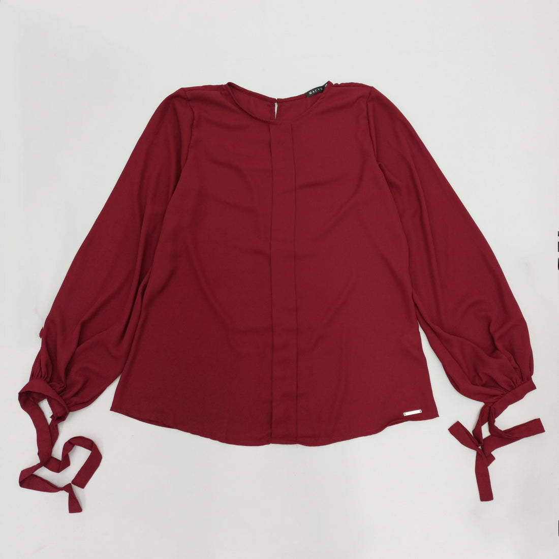 Blusa Manga Larga Amarrar Cuello Redondo