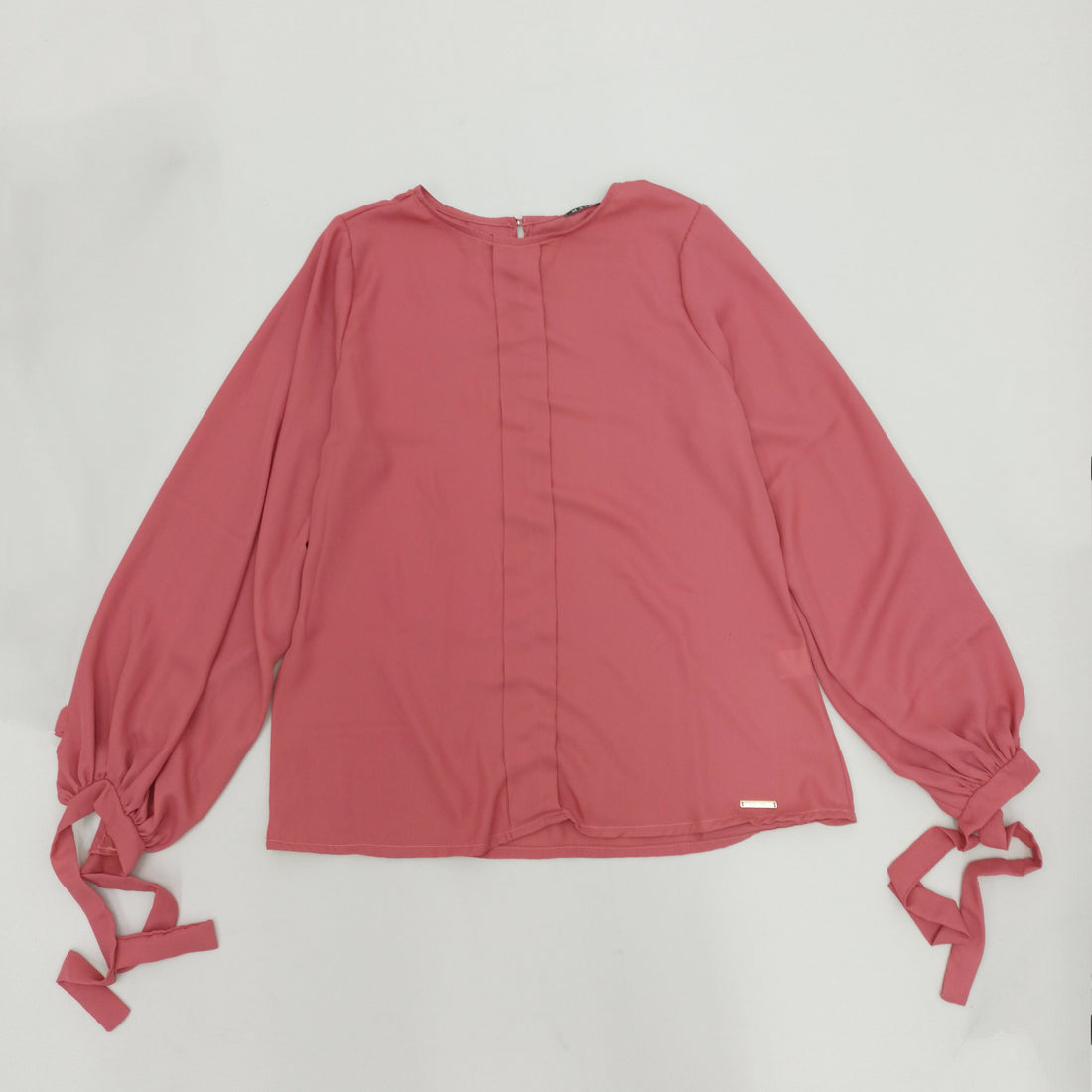 Blusa Manga Larga Amarrar Cuello Redondo