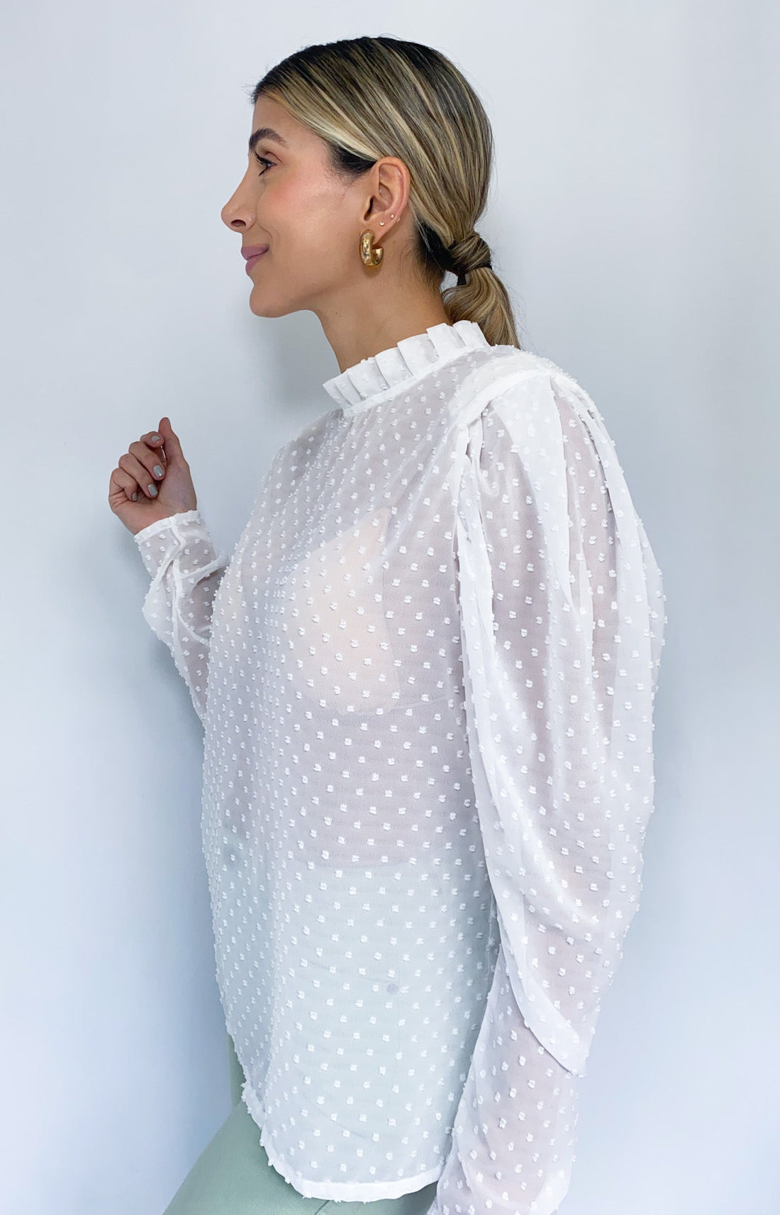 Blusa Manga Larga Cuello Alto Bolero