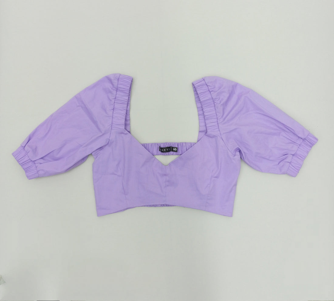 Crop Top Manga Corta Abertura Espalda