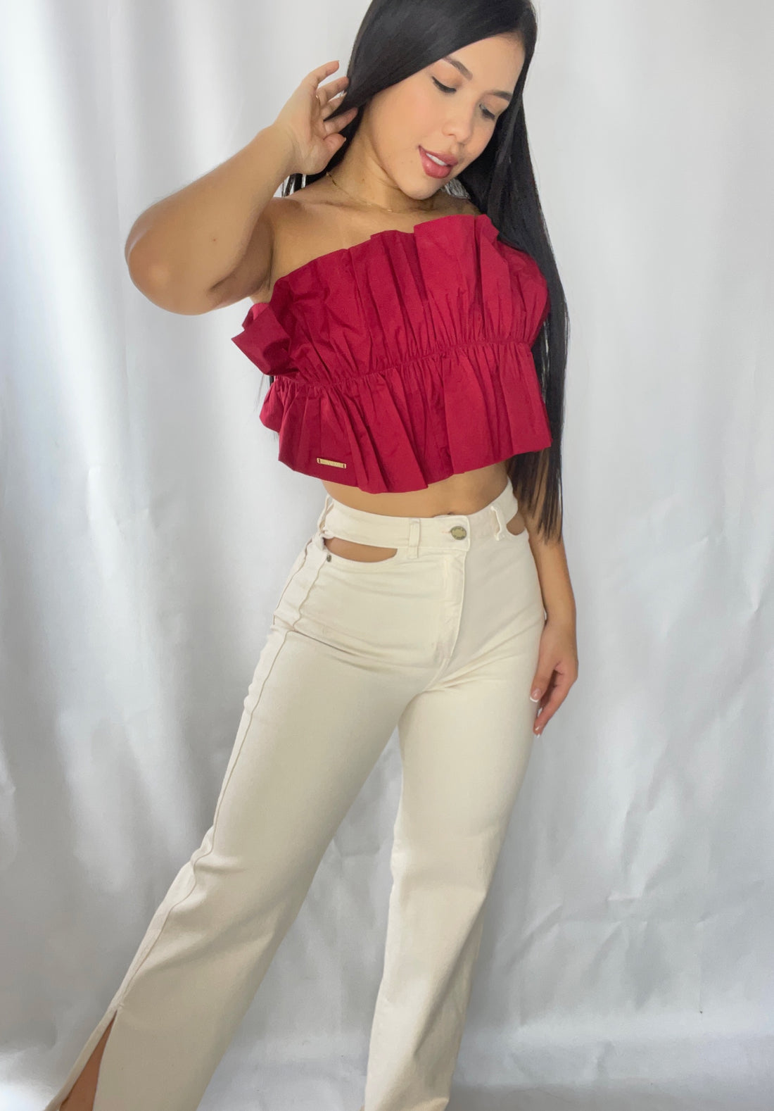Blusa Straple Zurcida Amarrar Atras