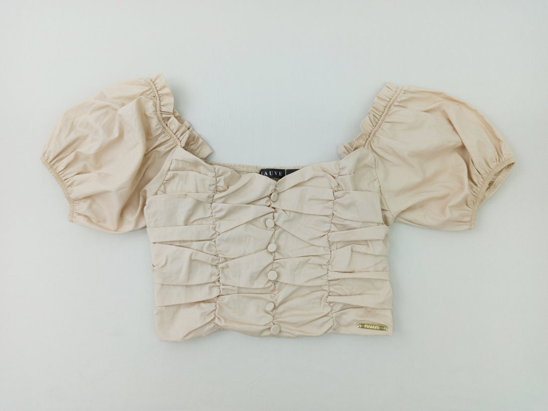 Blusa Manga Corta Zurcida Botones