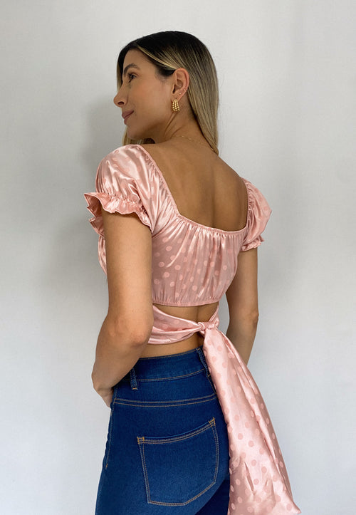 Blusa Pepas Manga Corta Resorte Amarrar