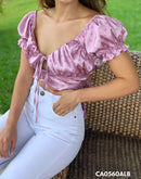 Blusa Pepas Manga Corta Resorte Amarrar