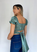 Blusa Pepas Manga Corta Resorte Amarrar