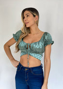 Blusa Pepas Manga Corta Resorte Amarrar