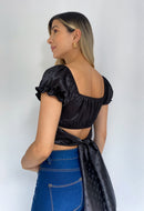 Blusa Pepas Manga Corta Resorte Amarrar