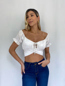 Blusa Pepas Manga Corta Resorte Amarrar