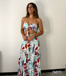 Conjunto Falda Crop Top Estampado