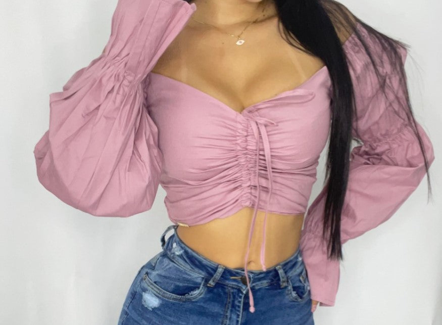 Blusa Manga Larga Zurcida Centro Popelin