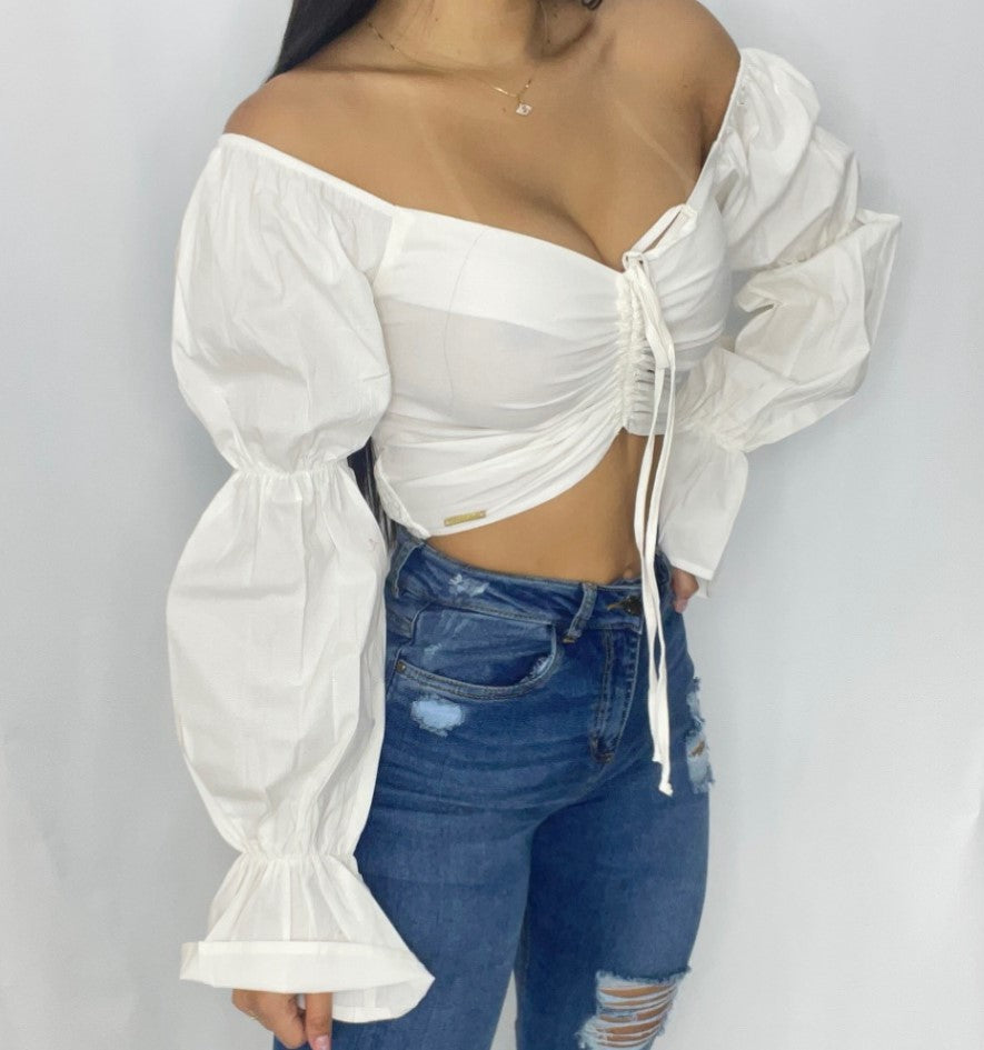 Blusa Manga Larga Zurcida Centro Popelin