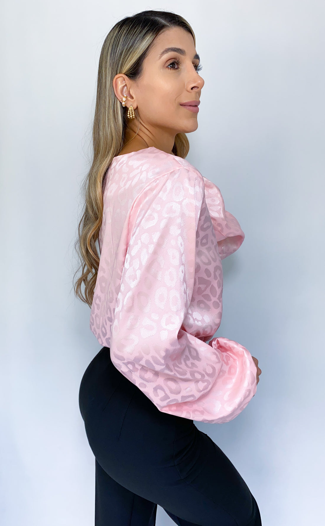 Body Manga Larga Satin Manchas Cruzado