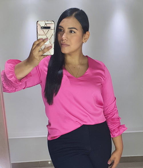 Blusa Manga Larga Cuello V