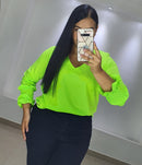 Blusa Manga Larga Cuello V