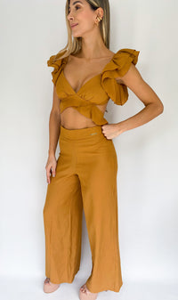 Conjunto Pantalon Crop Manga Bombacha