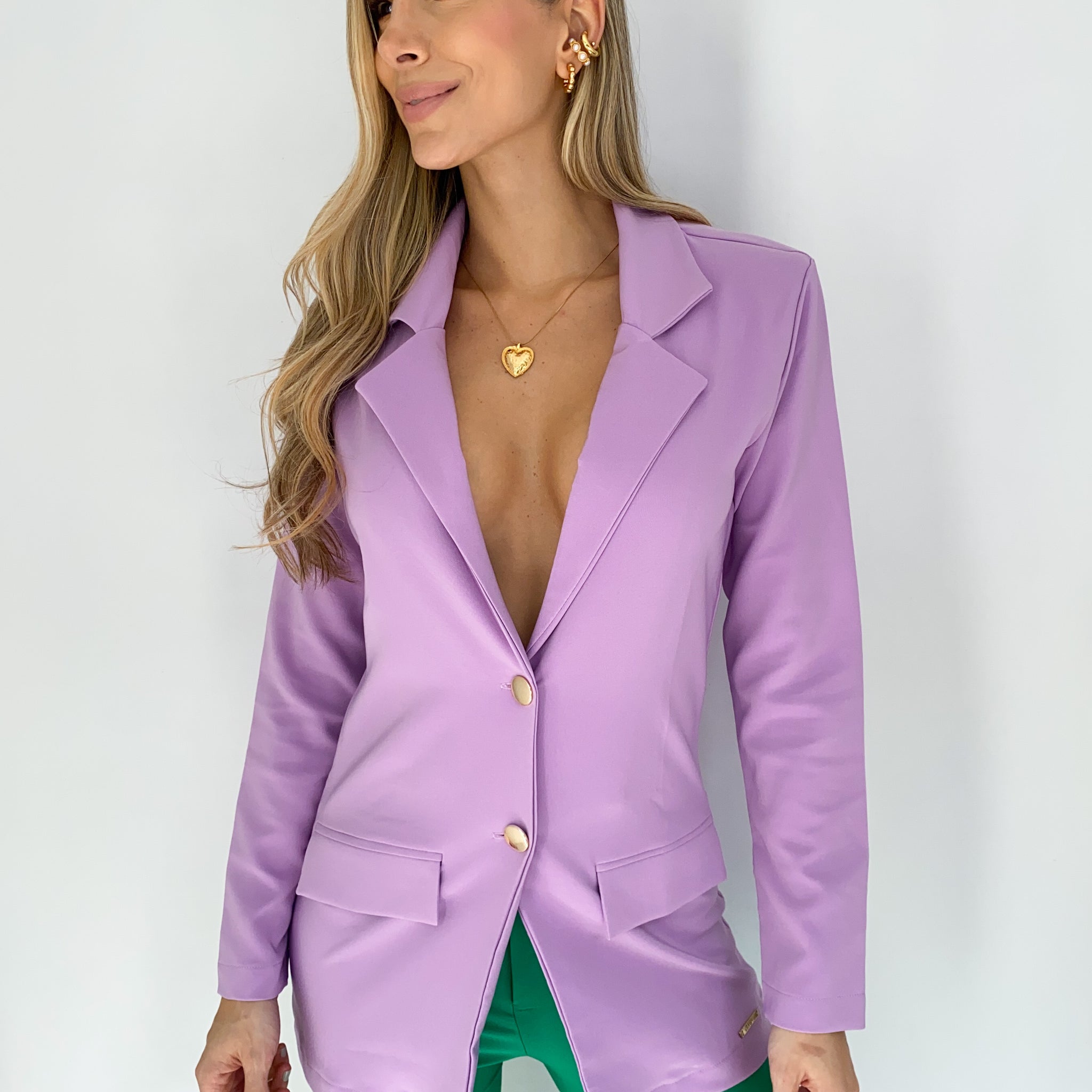 Blazer Manga Larga Solo Fondo Botones