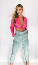 Blazer Corto Cuello Amarrar Cintura