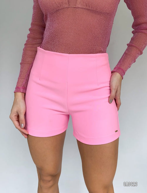 Short Corto Unicolor Cierre Al Lado